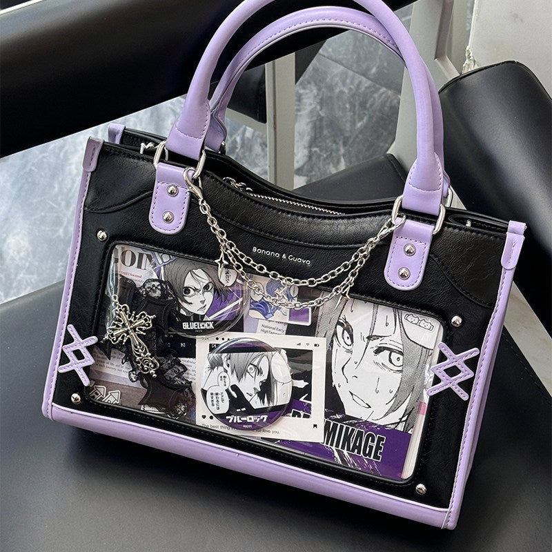 Contrast Trim Ita Handbag with Clear Display Window