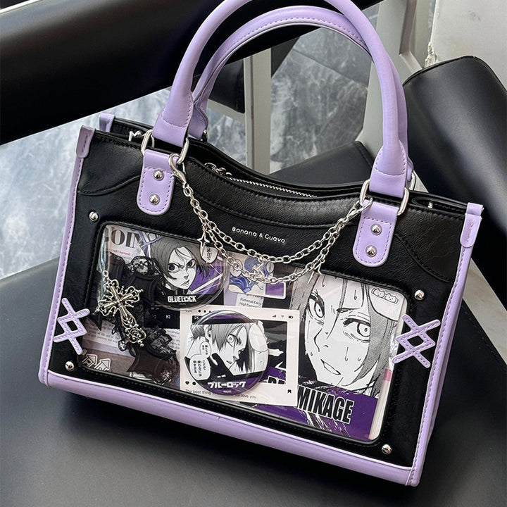 Contrast Trim Ita Handbag with Clear Display Window