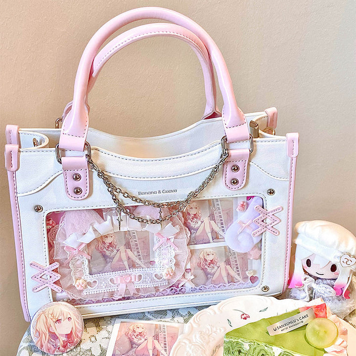 Contrast Trim Ita Handbag with Clear Display Window