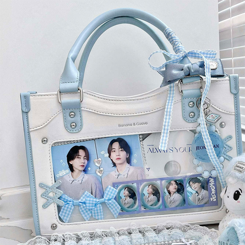 Contrast Trim Ita Handbag with Clear Display Window