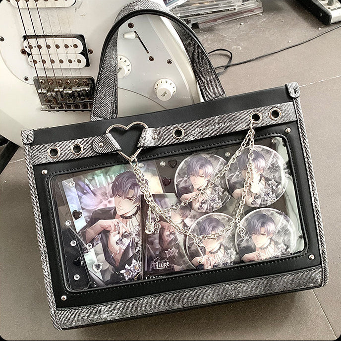 Heart Detail Ita Tote Bag with Removable Chain