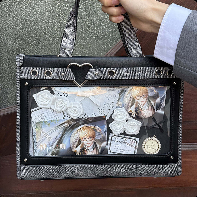 Heart Detail Ita Tote Bag with Removable Chain