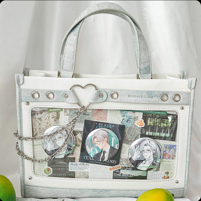 Heart Detail Ita Tote Bag with Removable Chain