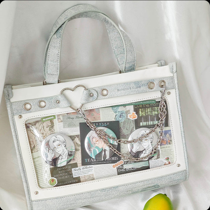 Heart Detail Ita Tote Bag with Removable Chain