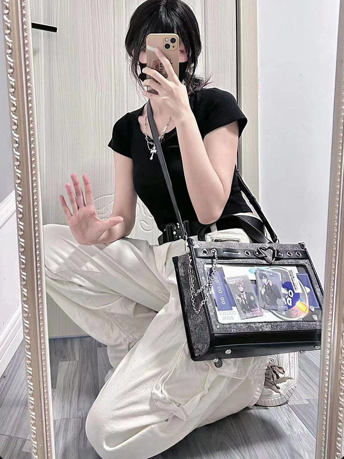 Heart Detail Ita Tote Bag with Removable Chain