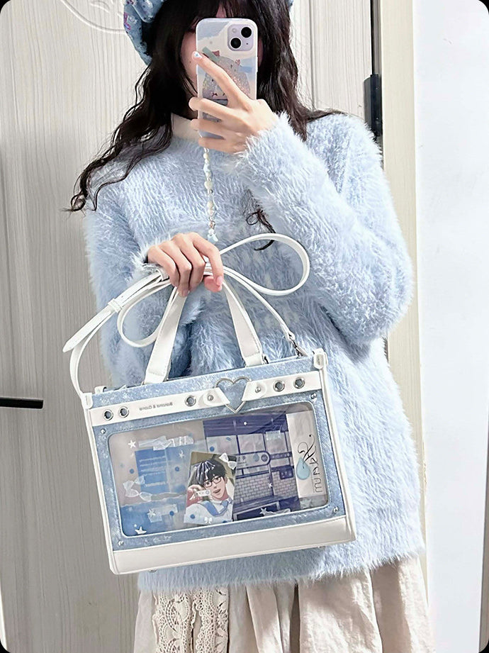 Heart Detail Ita Tote Bag with Removable Chain