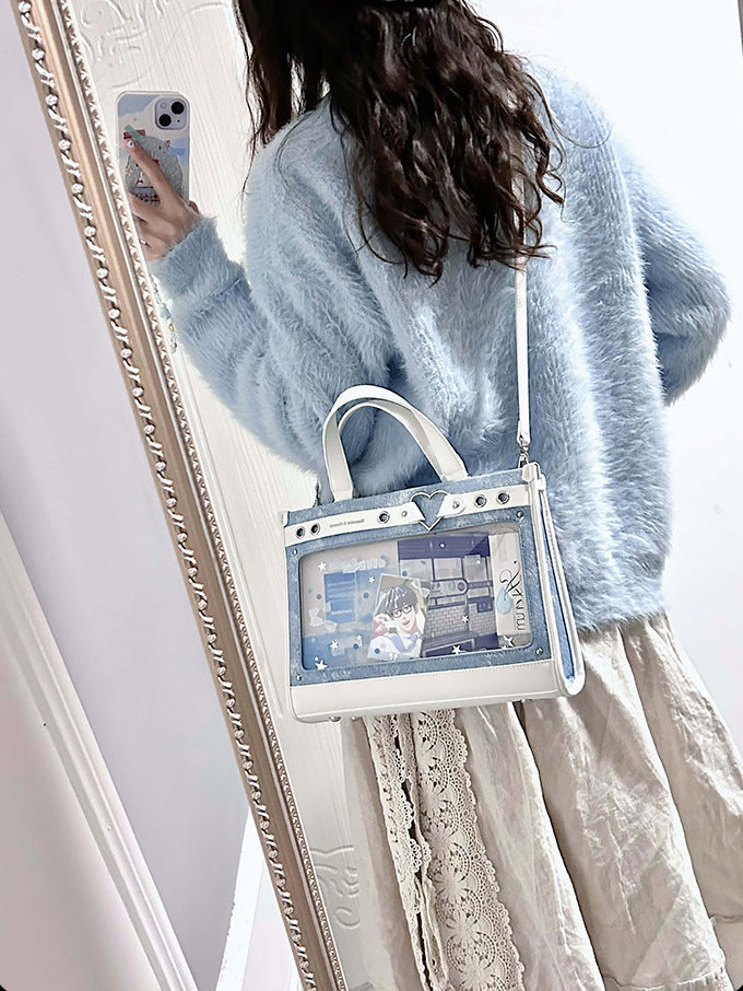 Heart Detail Ita Tote Bag with Removable Chain