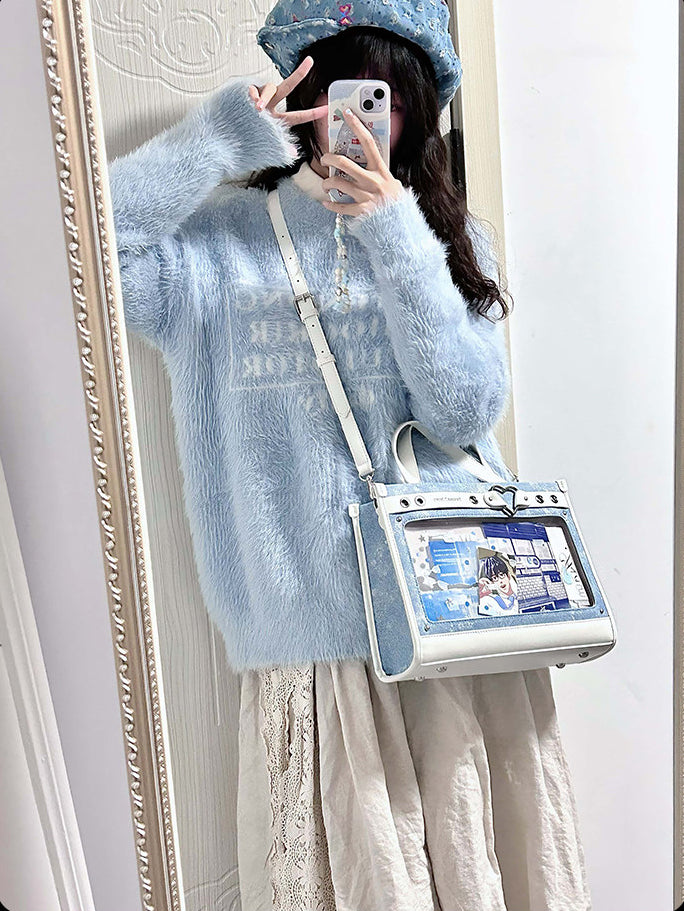 Heart Detail Ita Tote Bag with Removable Chain