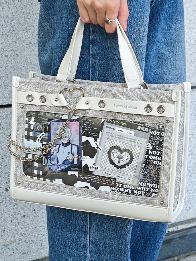 Heart Detail Ita Tote Bag with Removable Chain
