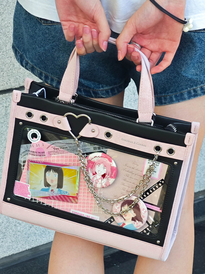 Heart Detail Ita Tote Bag with Removable Chain
