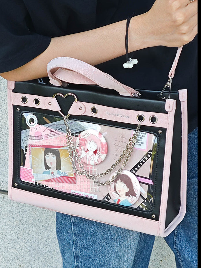 Heart Detail Ita Tote Bag with Removable Chain