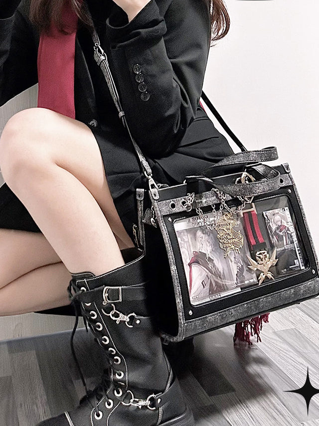 Heart Detail Ita Tote Bag with Removable Chain