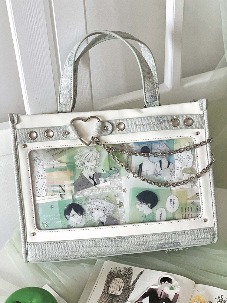 Heart Detail Ita Tote Bag with Removable Chain