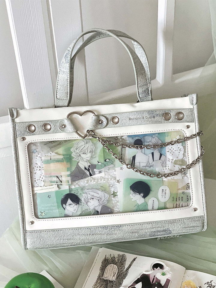 Heart Detail Ita Tote Bag with Removable Chain