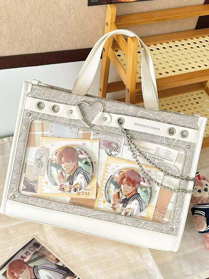 Heart Detail Ita Tote Bag with Removable Chain