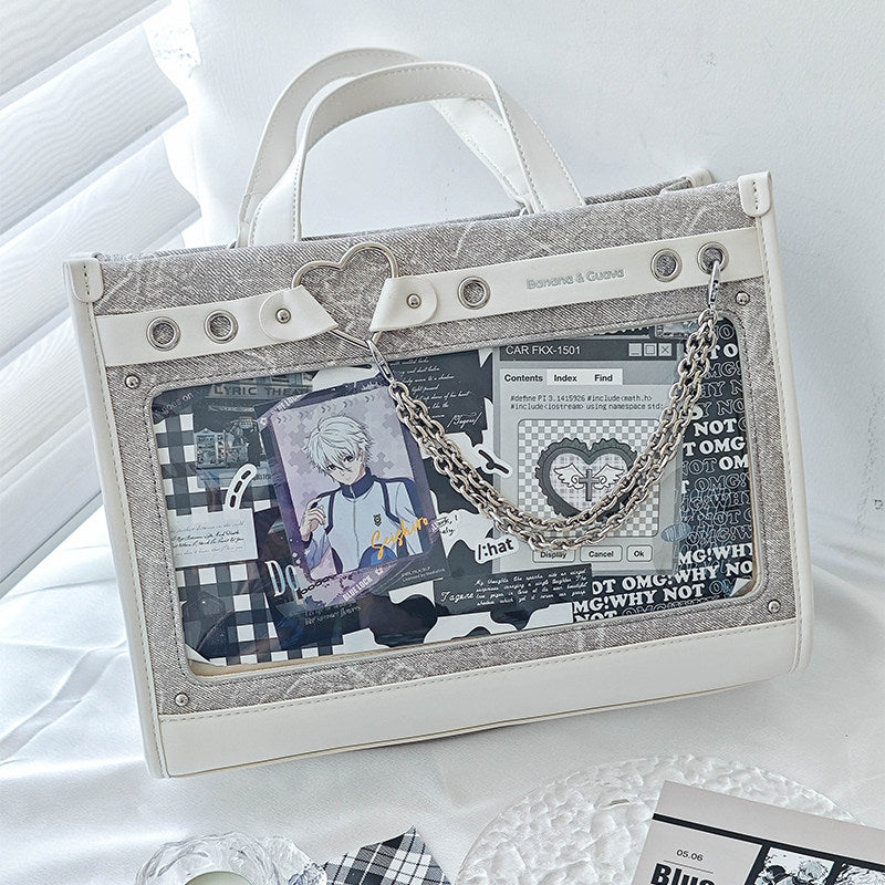 Heart Detail Ita Tote Bag with Removable Chain