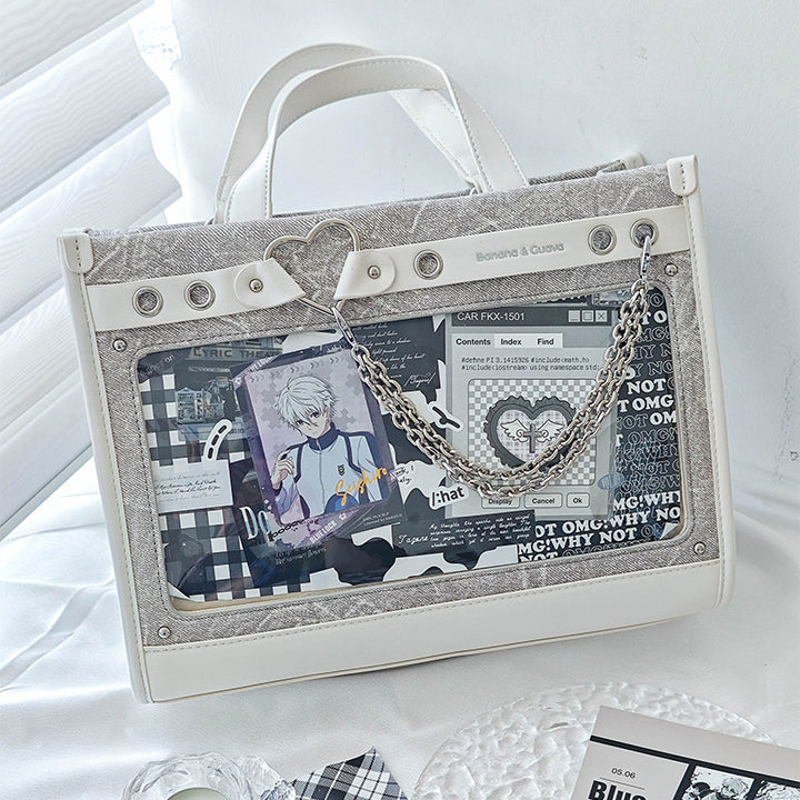 Heart Detail Ita Tote Bag with Removable Chain