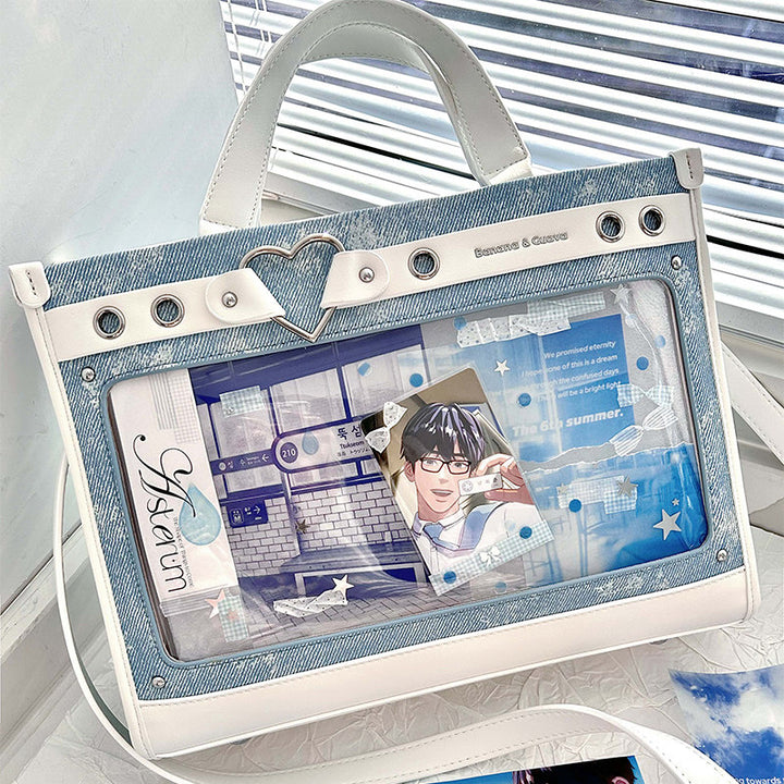 Heart Detail Ita Tote Bag with Removable Chain