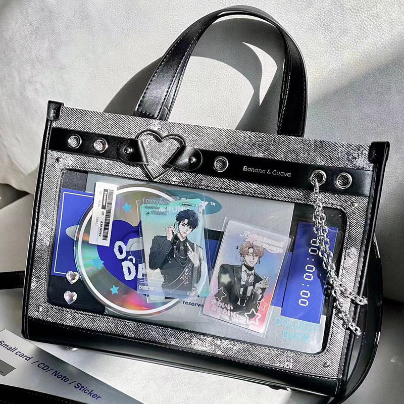 Heart Detail Ita Tote Bag with Removable Chain