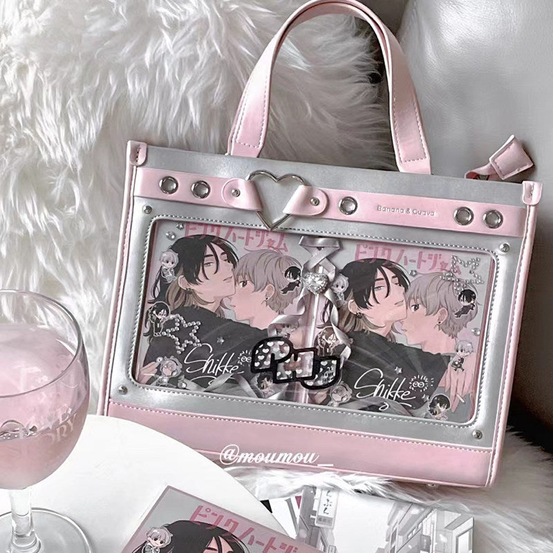 Heart Detail Ita Tote Bag with Removable Chain