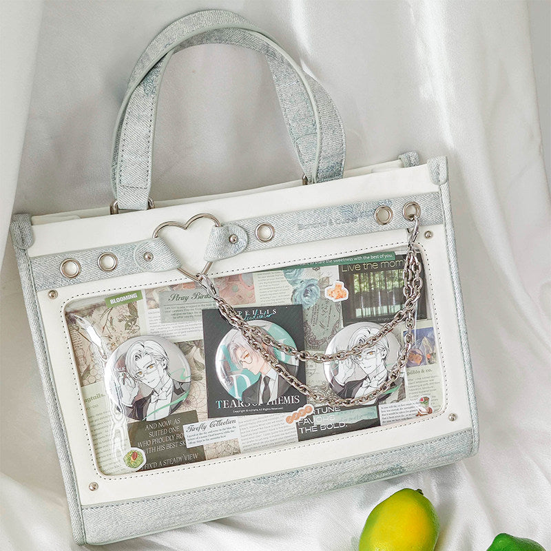 Heart Detail Ita Tote Bag with Removable Chain
