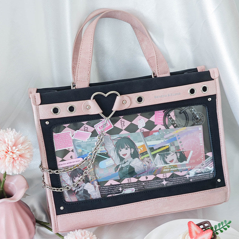Heart Detail Ita Tote Bag with Removable Chain