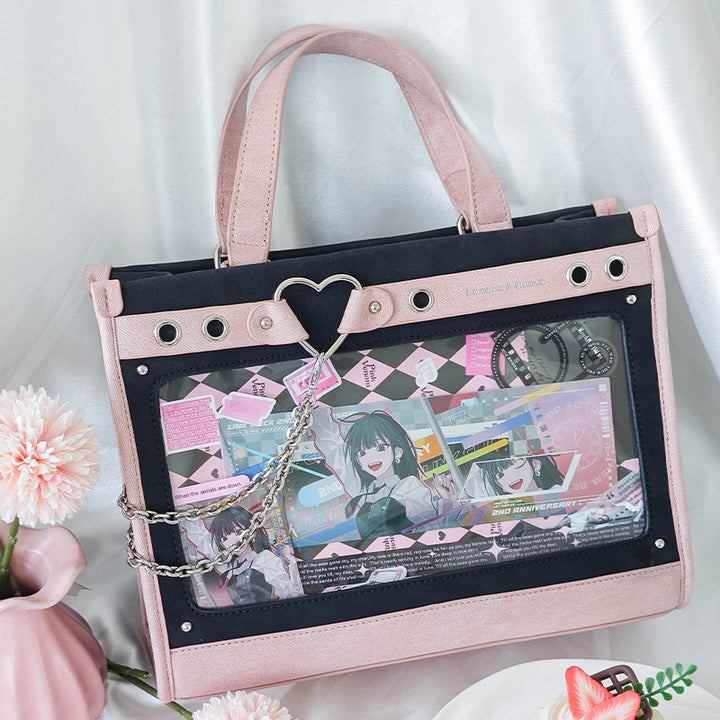Heart Detail Ita Tote Bag with Removable Chain