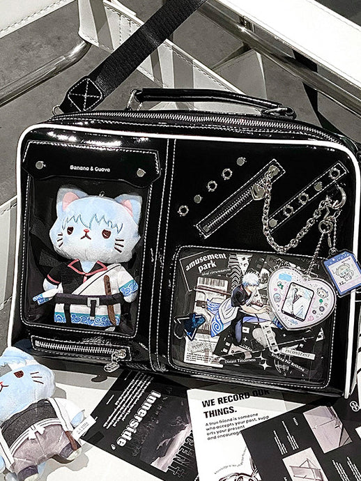 Dual Window Ita Bag with Chain Detail