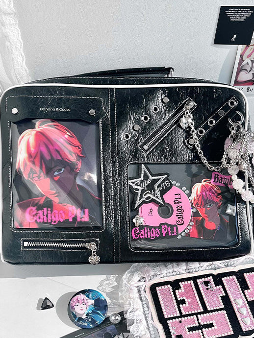 Dual Window Ita Bag with Chain Detail