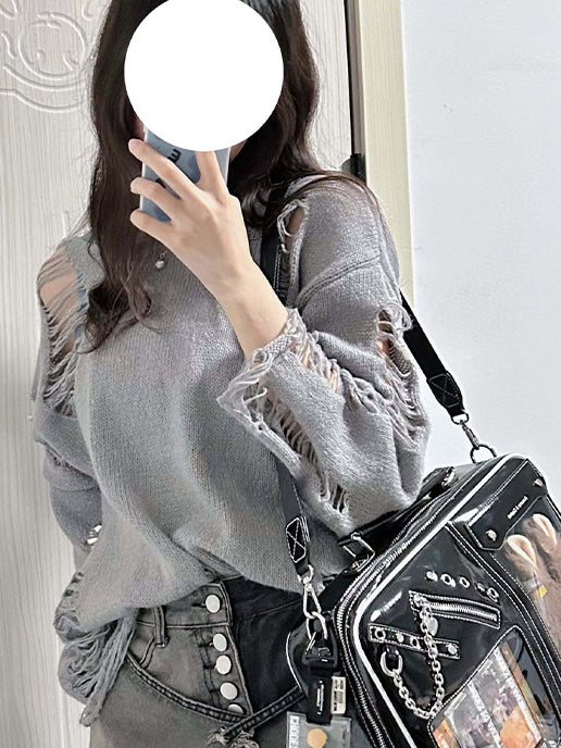 Dual Window Ita Bag with Chain Detail