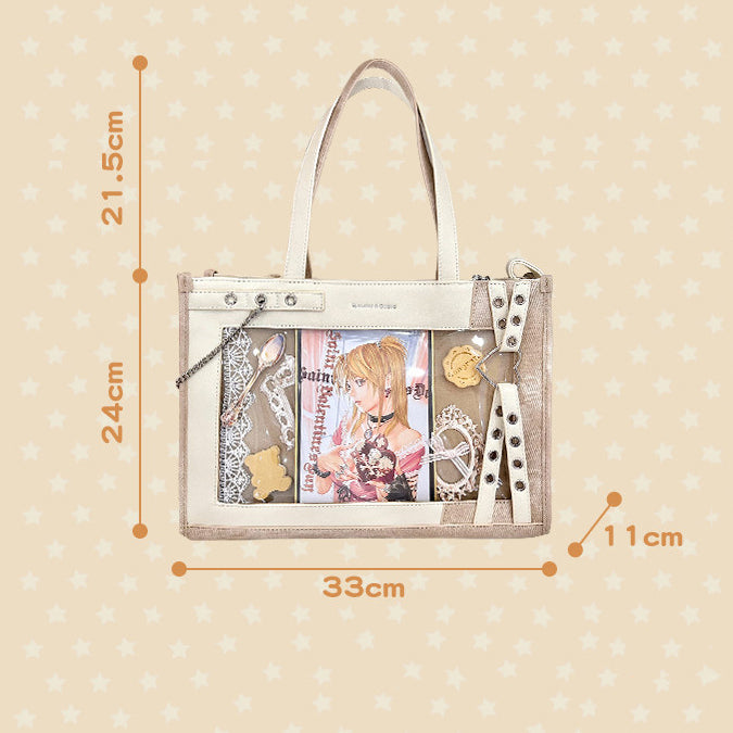 Double Sided Ita Tote Bag with Card Display Windows