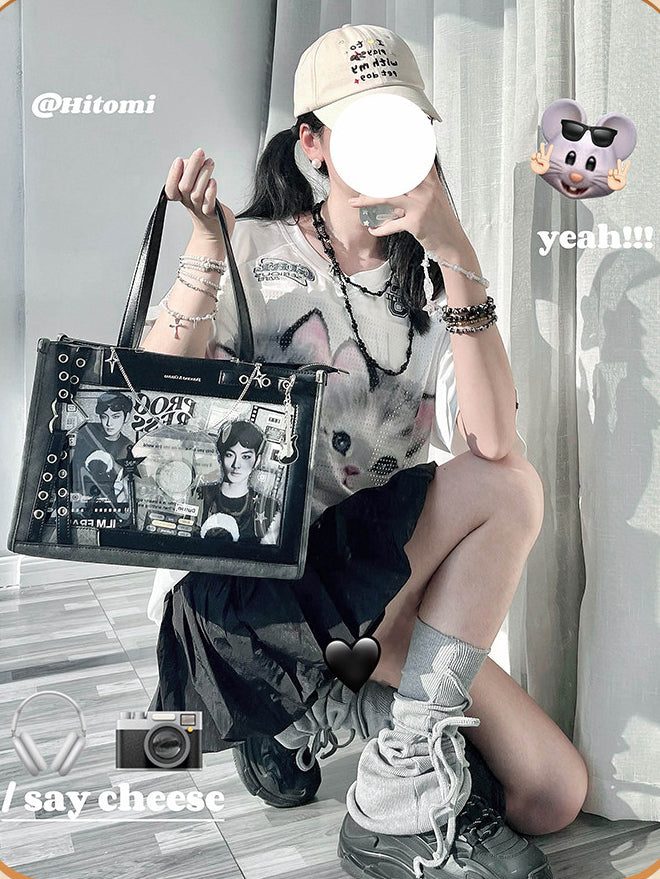 Double Sided Ita Tote Bag with Card Display Windows