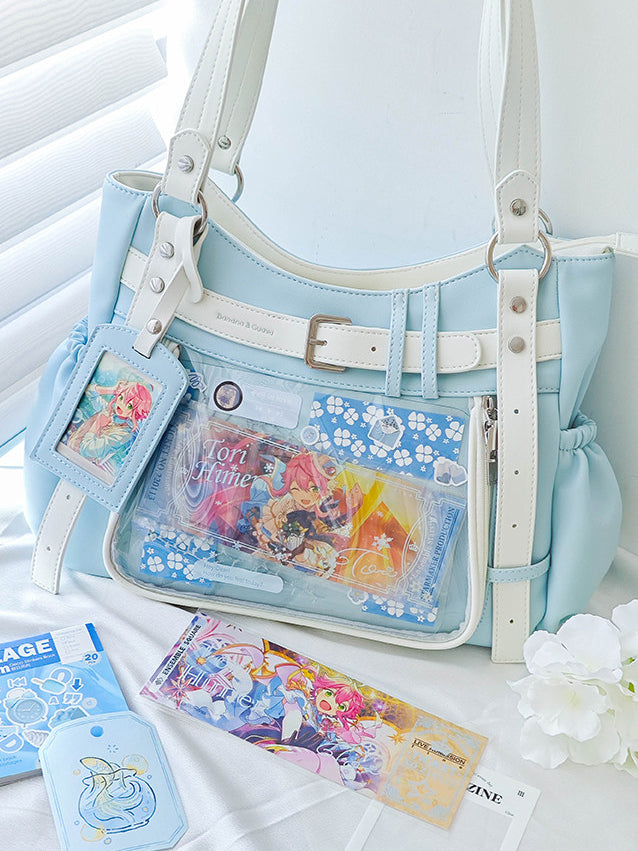 Belt Detail Ita Tote Bag with Clear Display Window