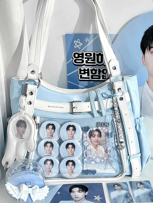 Belt Detail Ita Tote Bag with Clear Display Window