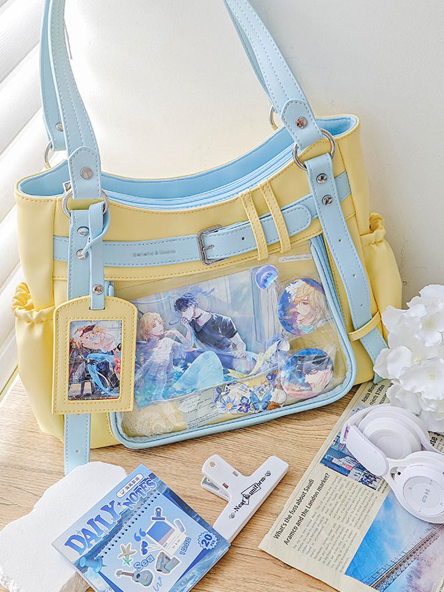 Belt Detail Ita Tote Bag with Clear Display Window