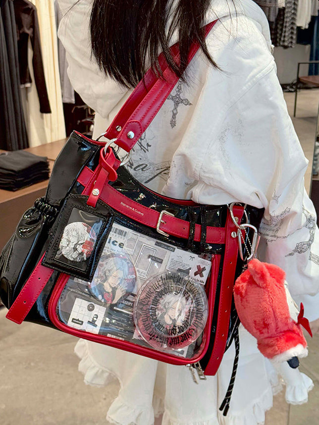 Belt Detail Ita Tote Bag with Clear Display Window