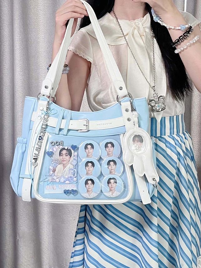 Belt Detail Ita Tote Bag with Clear Display Window