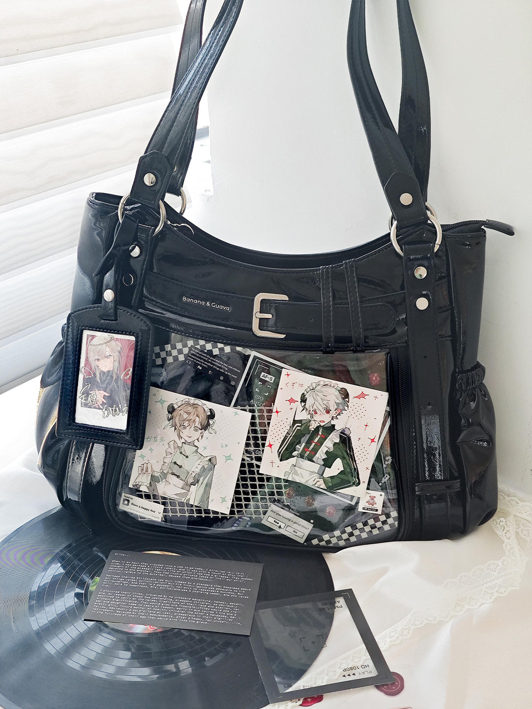 Belt Detail Ita Tote Bag with Clear Display Window