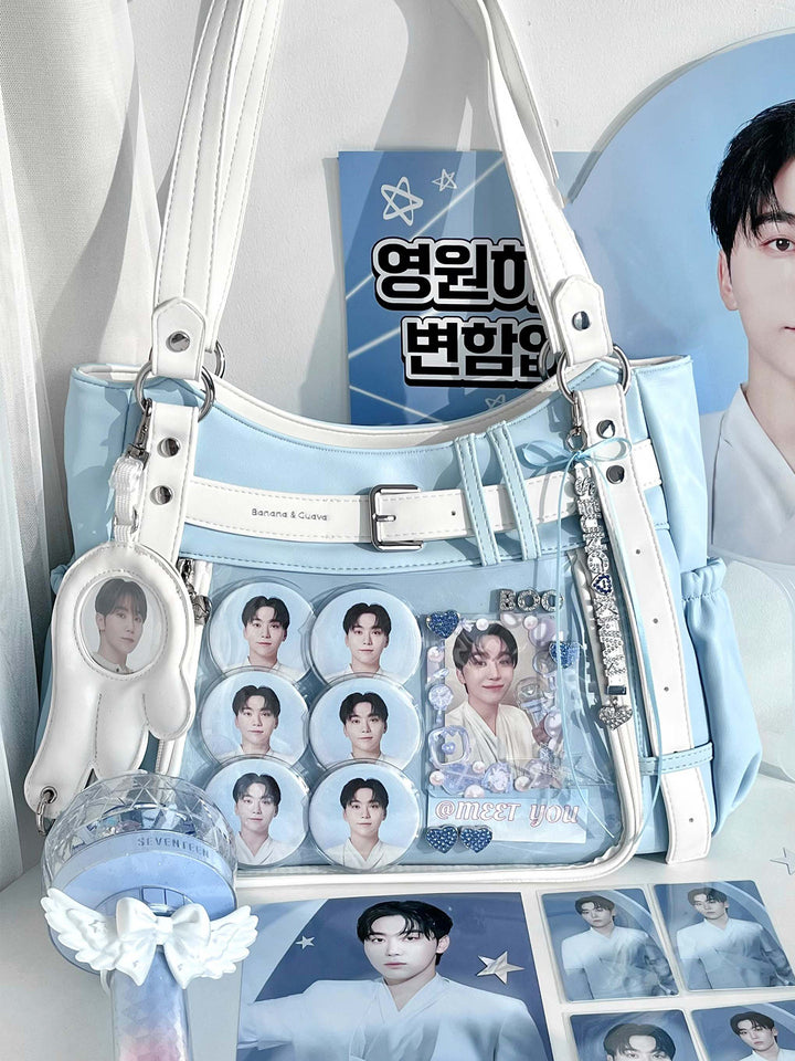 Belt Detail Ita Tote Bag with Clear Display Window