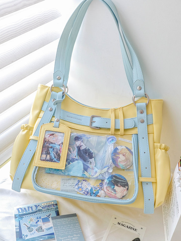 Belt Detail Ita Tote Bag with Clear Display Window
