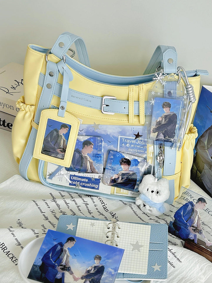 Belt Detail Ita Tote Bag with Clear Display Window