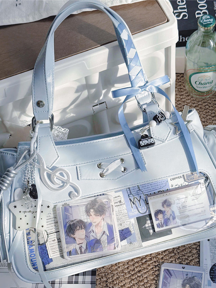 Four Window Ita Shoulder Bag with Ribbon Detail
