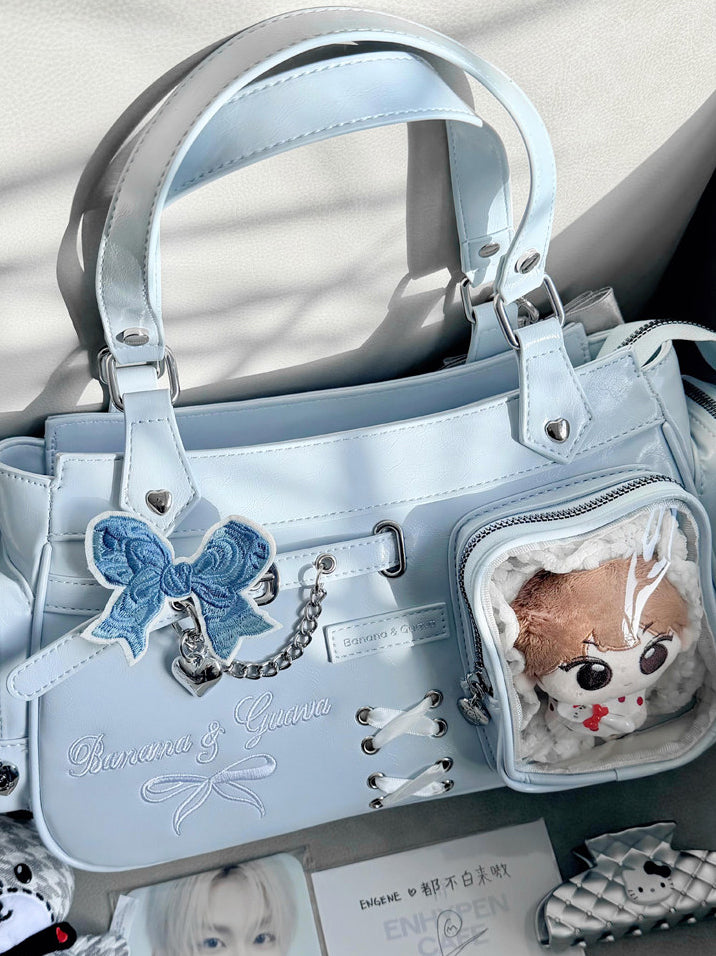 Four Window Ita Shoulder Bag with Ribbon Detail