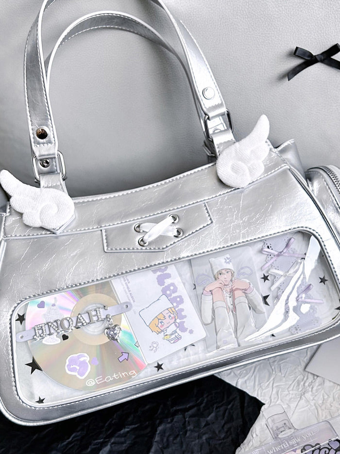 Four Window Ita Shoulder Bag with Ribbon Detail
