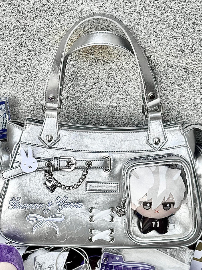 Four Window Ita Shoulder Bag with Ribbon Detail