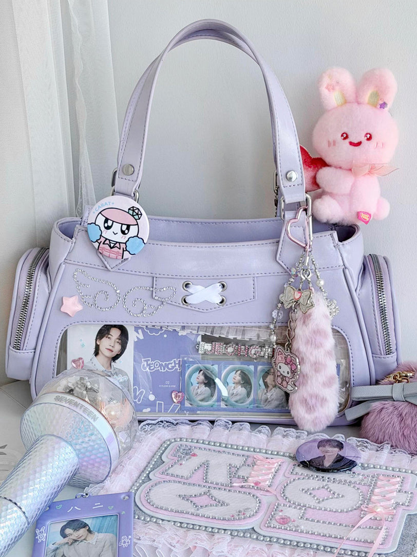 Four Window Ita Shoulder Bag with Ribbon Detail