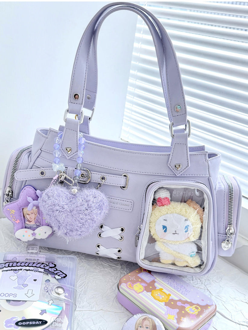 Four Window Ita Shoulder Bag with Ribbon Detail