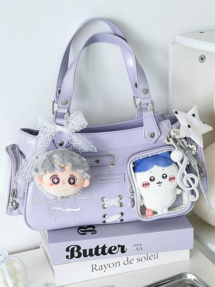 Four Window Ita Shoulder Bag with Ribbon Detail