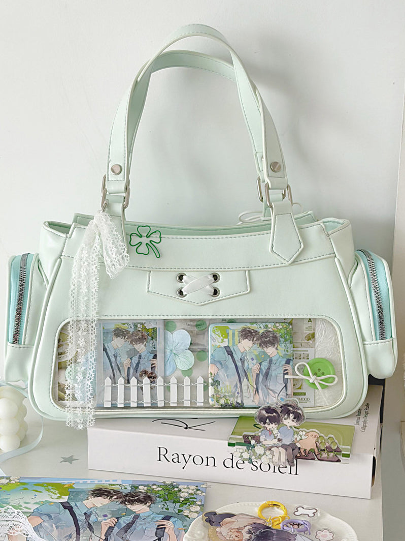 Four Window Ita Shoulder Bag with Ribbon Detail