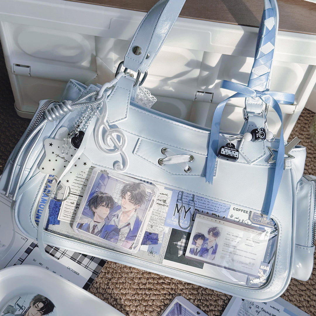 Four Window Ita Shoulder Bag with Ribbon Detail